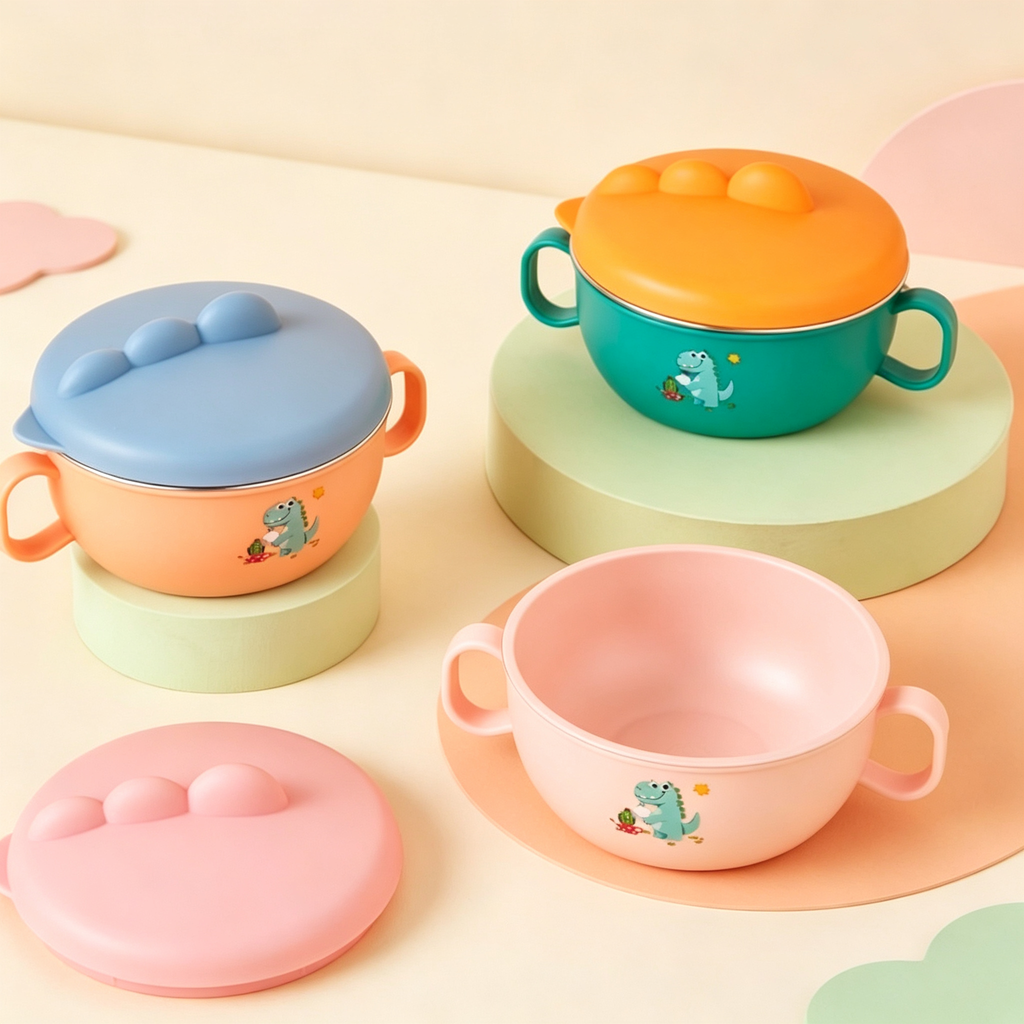 lToddler Dinosaur Feeding Bowl with Handles