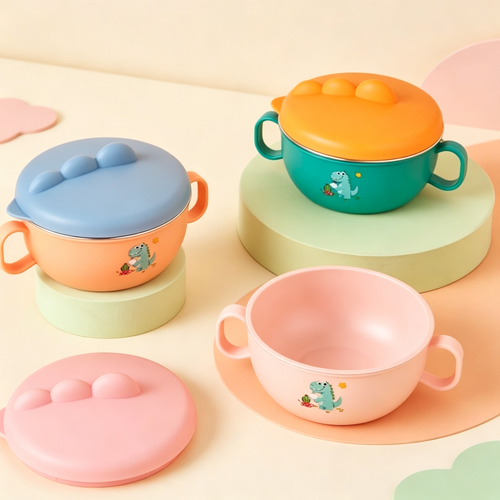 lToddler Dinosaur Feeding Bowl with Handles