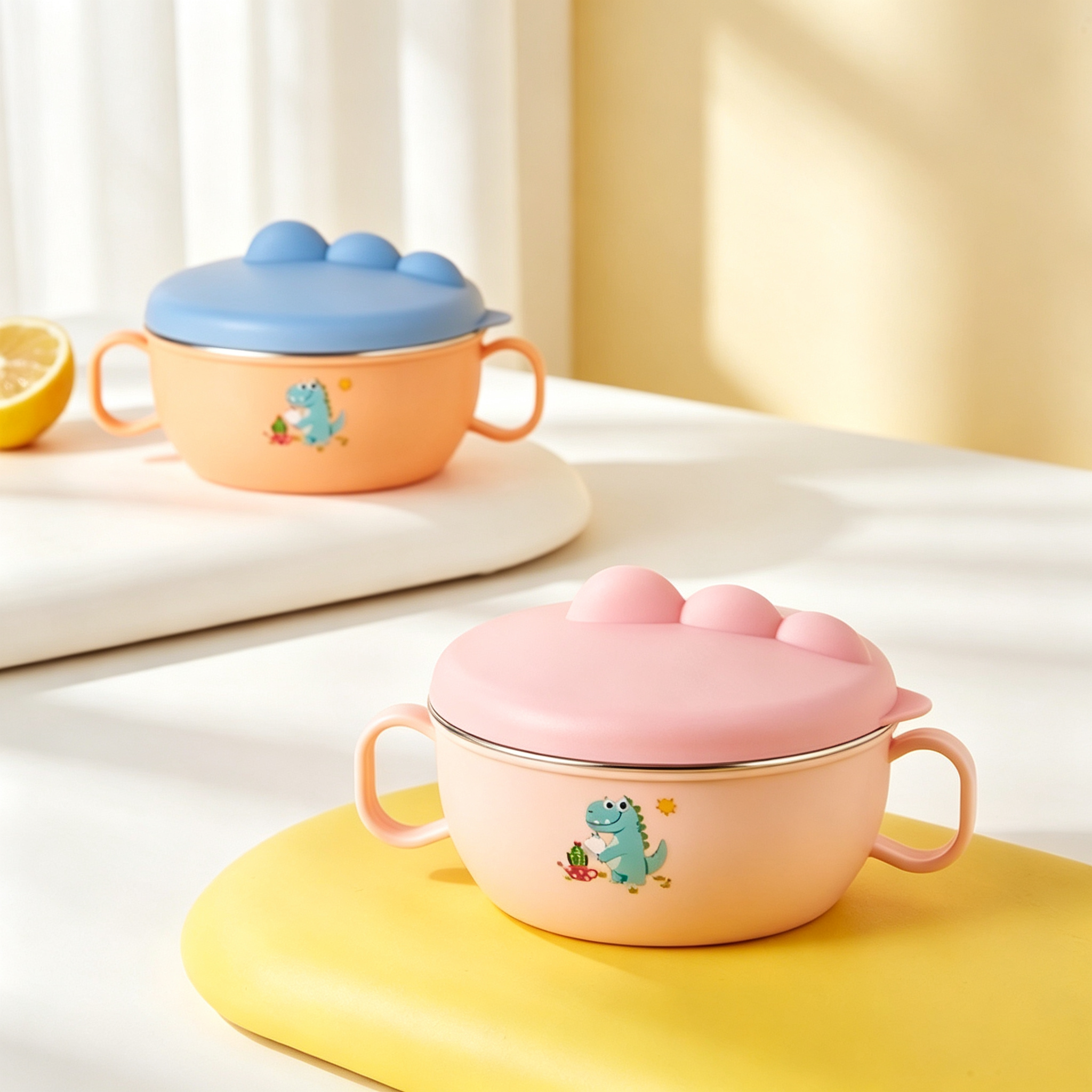 lToddler Dinosaur Feeding Bowl with Handles
