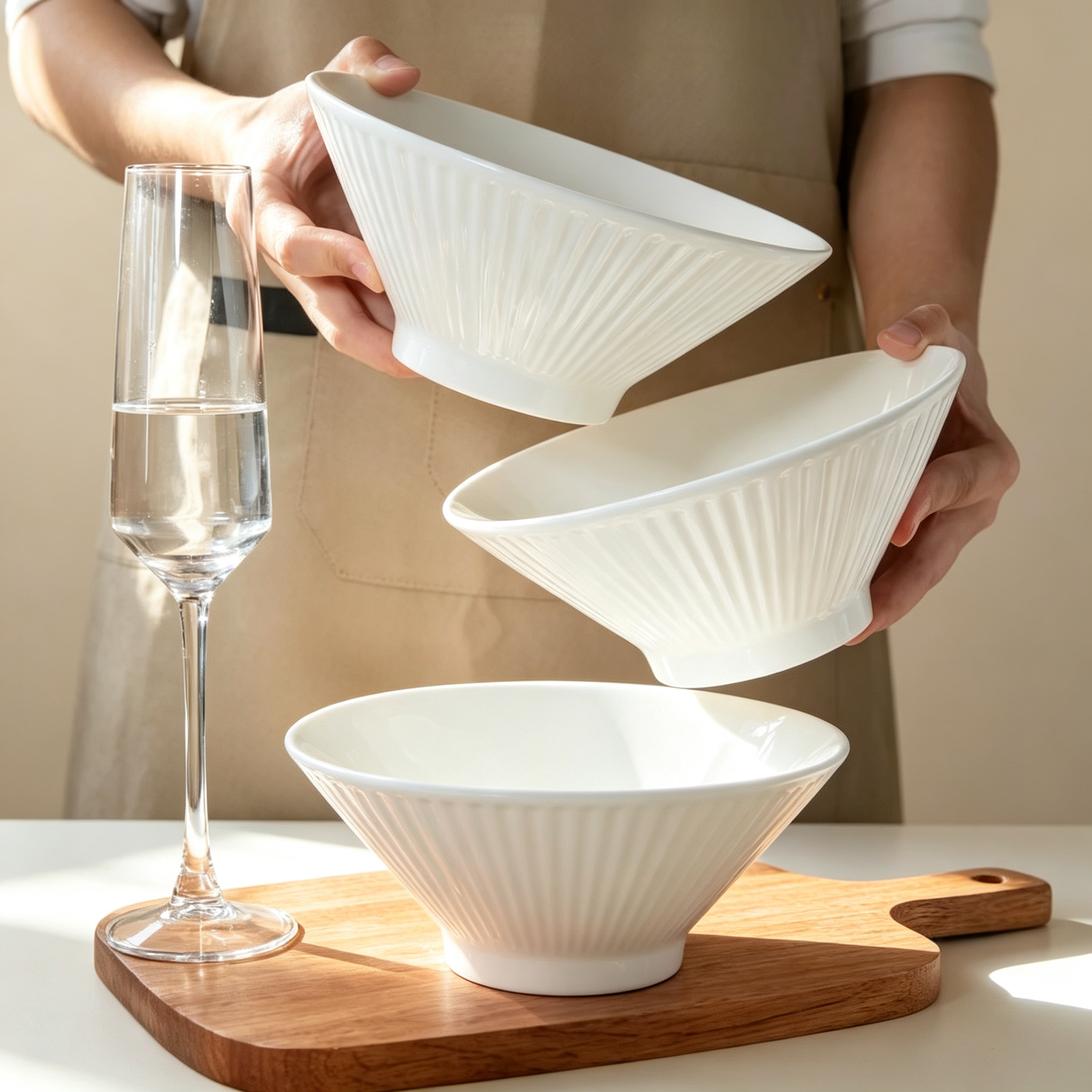 Ribbed Conical Shaped Dining Bowl
