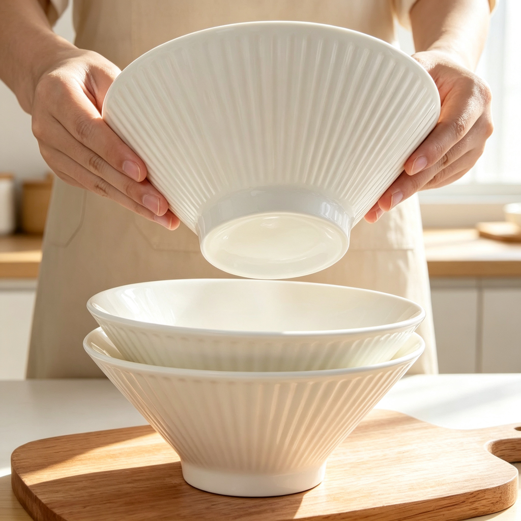 Ribbed Conical Shaped Dining Bowl