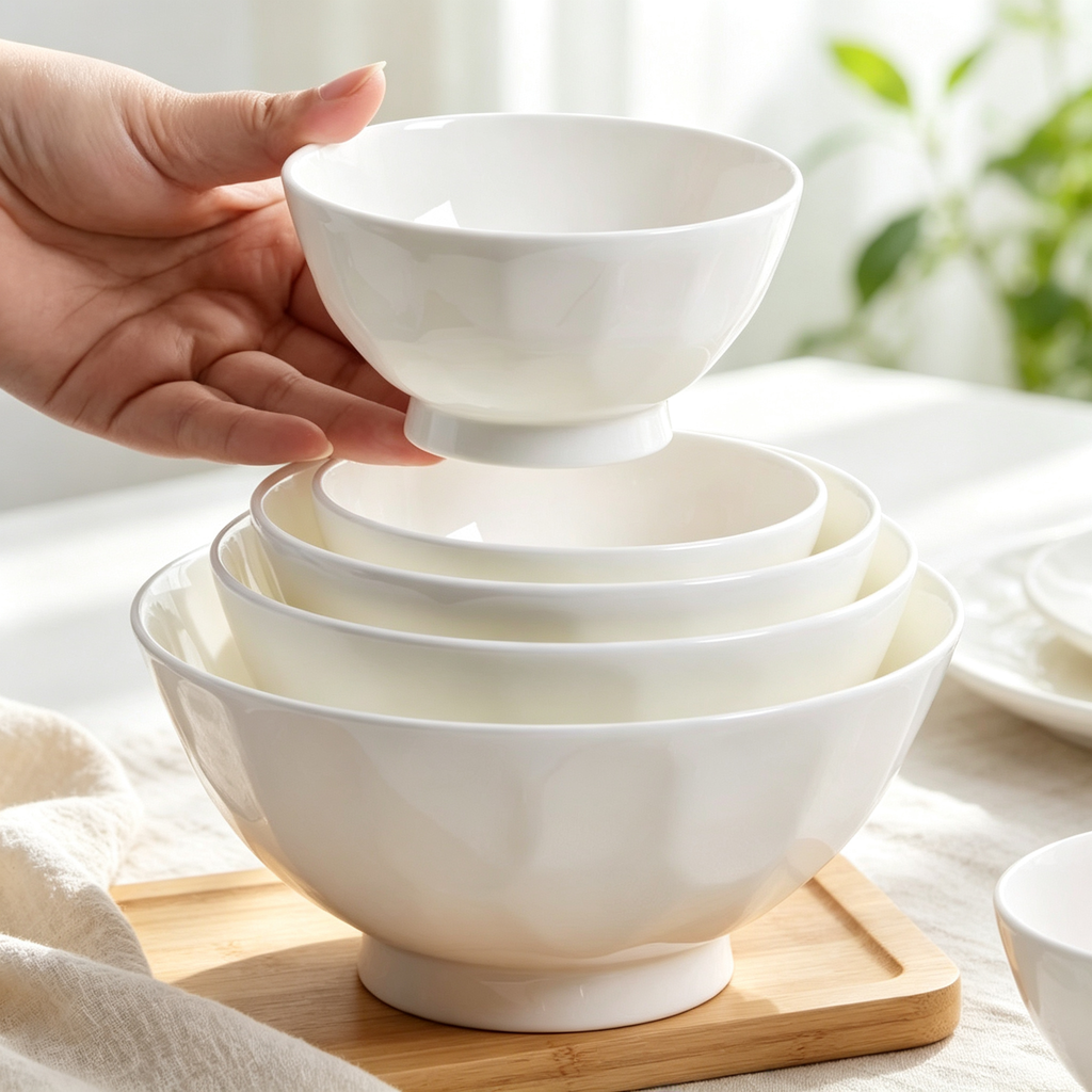 Minimalist White Stackable Rice Bowl