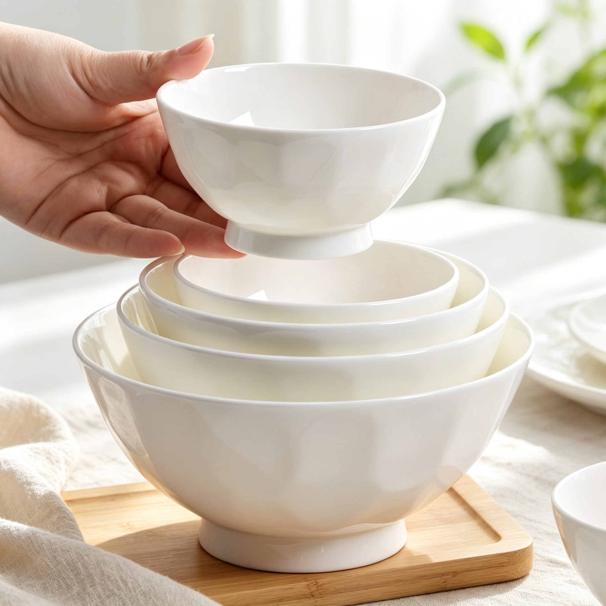 Minimalist White Stackable Rice Bowl